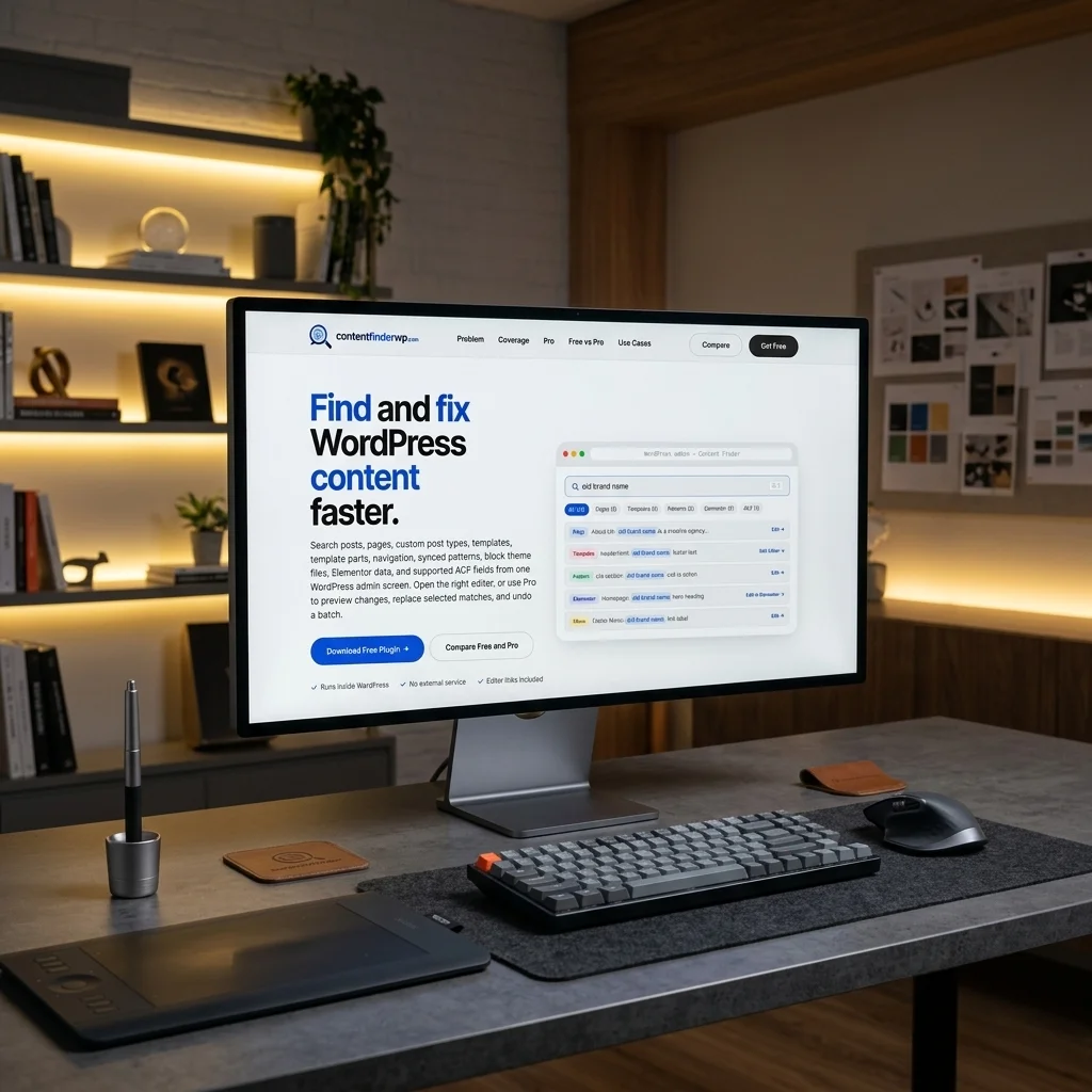 WEUX Content Finder Dashboard-Ansicht mit Suchergebnissen aus verschiedenen WordPress-Content-Layern